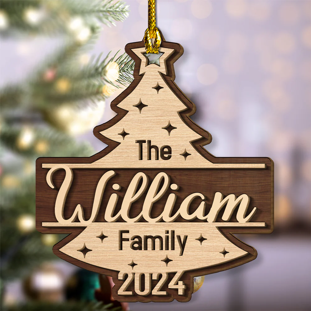 Custom Family Name Christmas - Personalized Custom 2-layered Wood Ornament - Image 3