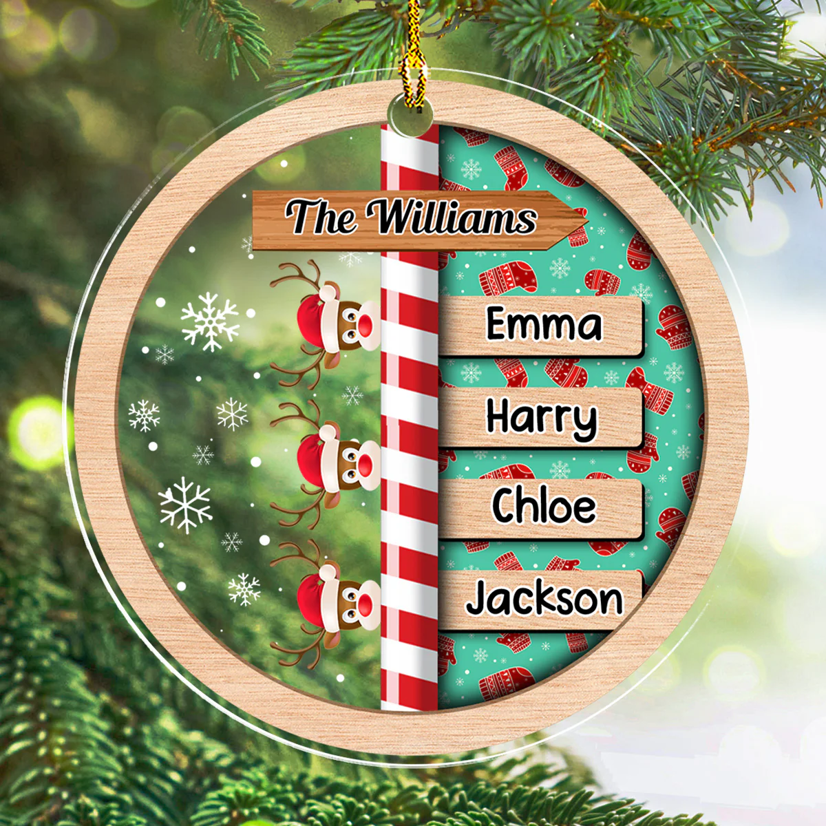 Custom Family Name Christmas - Personalized Custom Acrylic Ornament - Image 2