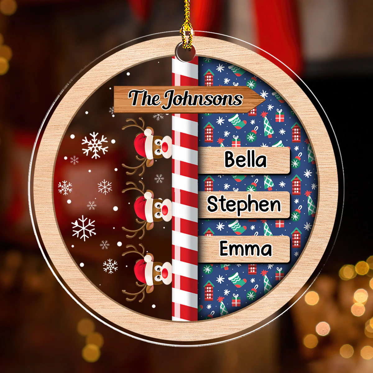Custom Family Name Christmas - Personalized Custom Acrylic Ornament - Image 3