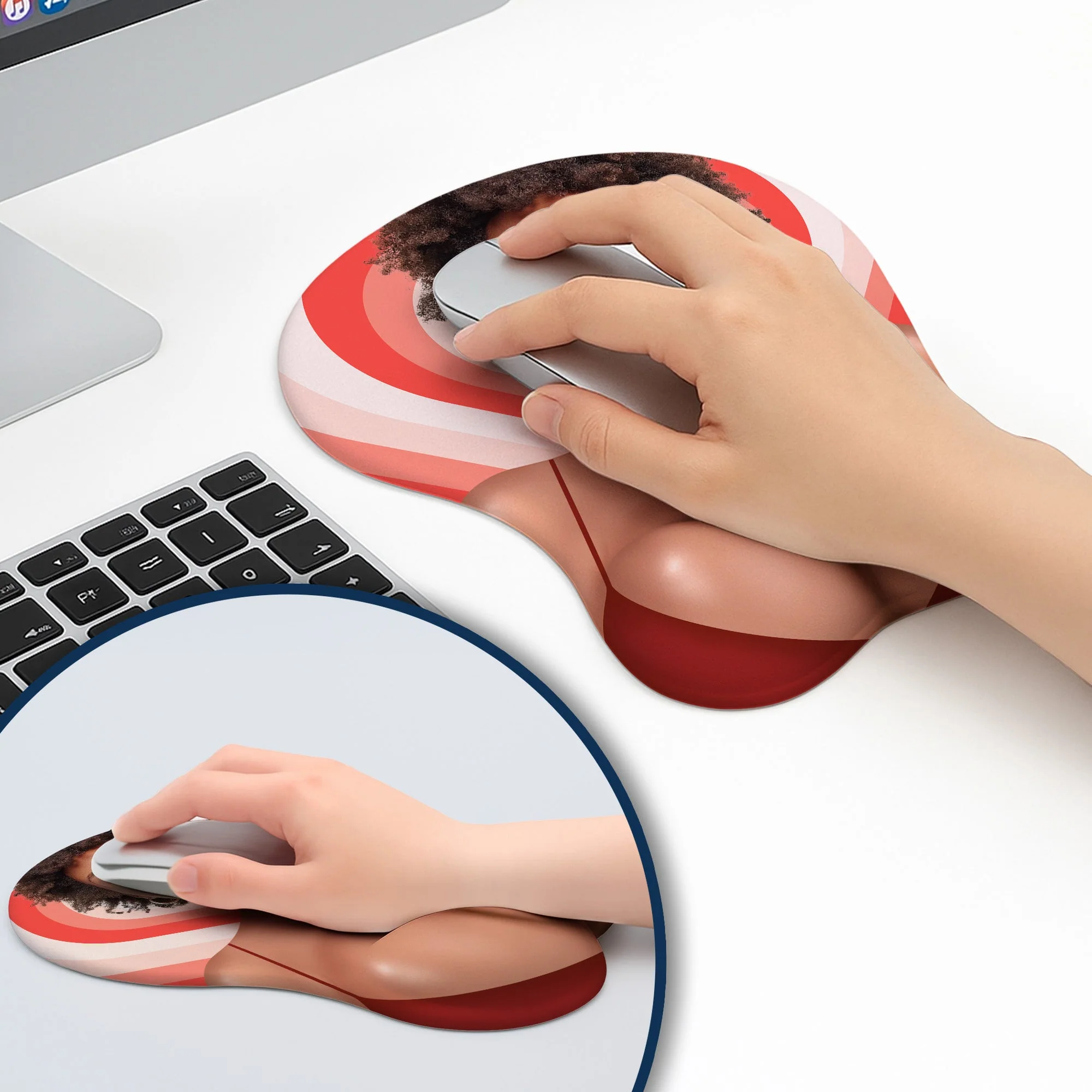 Custom Funny Face Couple Coworker Troll - Personalized Custom 3D Mouse Pad - Image 3