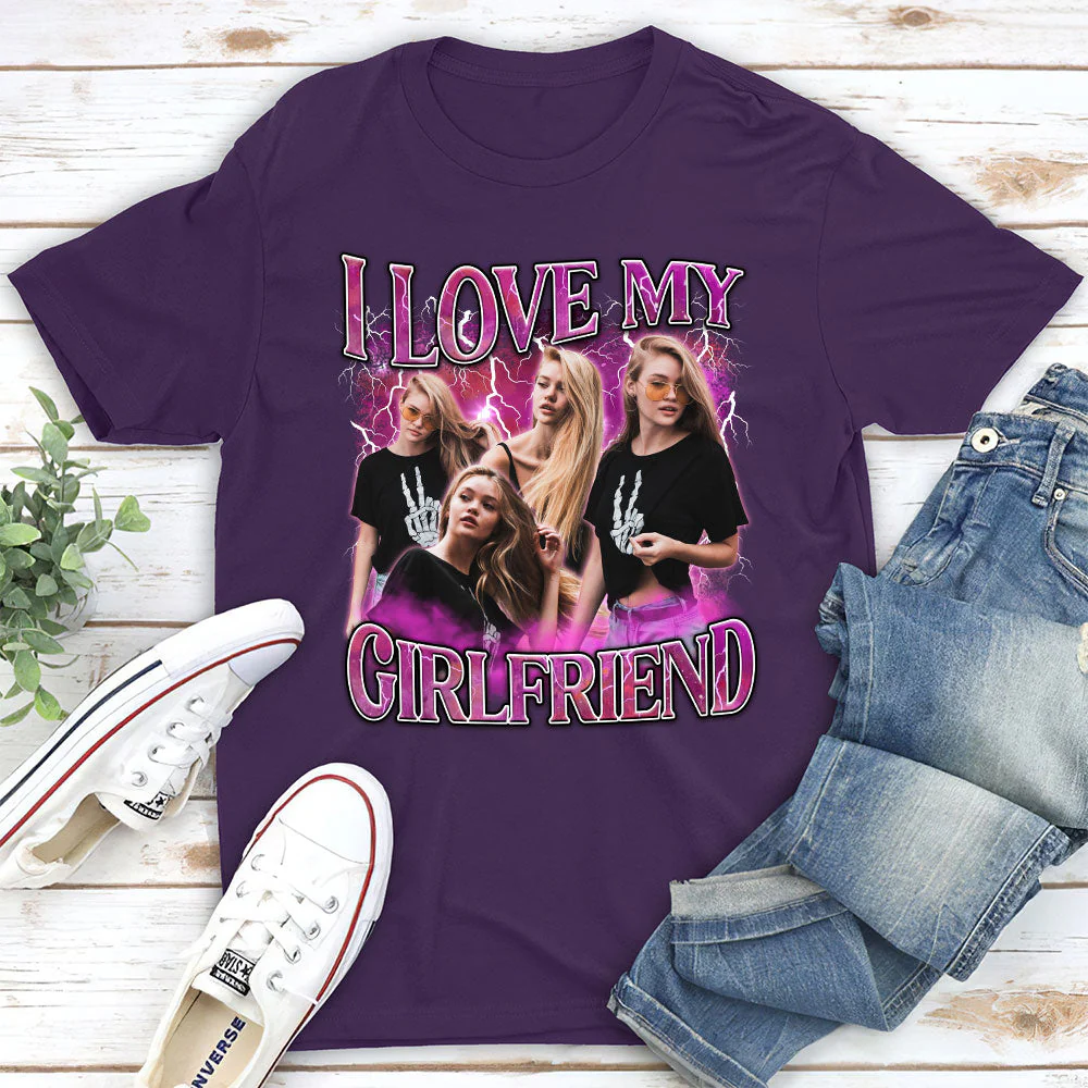 Custom I Love My Girlfriend - Personalized Custom Premium T-shirt - Image 2