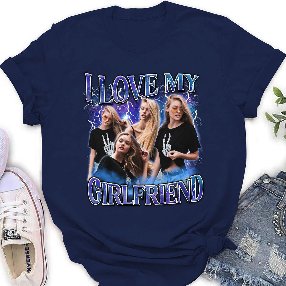Custom I Love My Girlfriend - Personalized Custom Women's T-shirt - Image 2