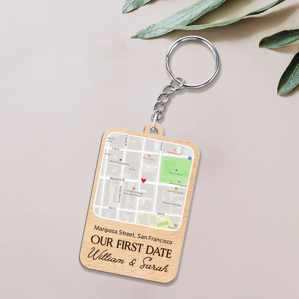 Custom Map Our First Trip - Personalized Custom Acrylic Keychain - Image 2