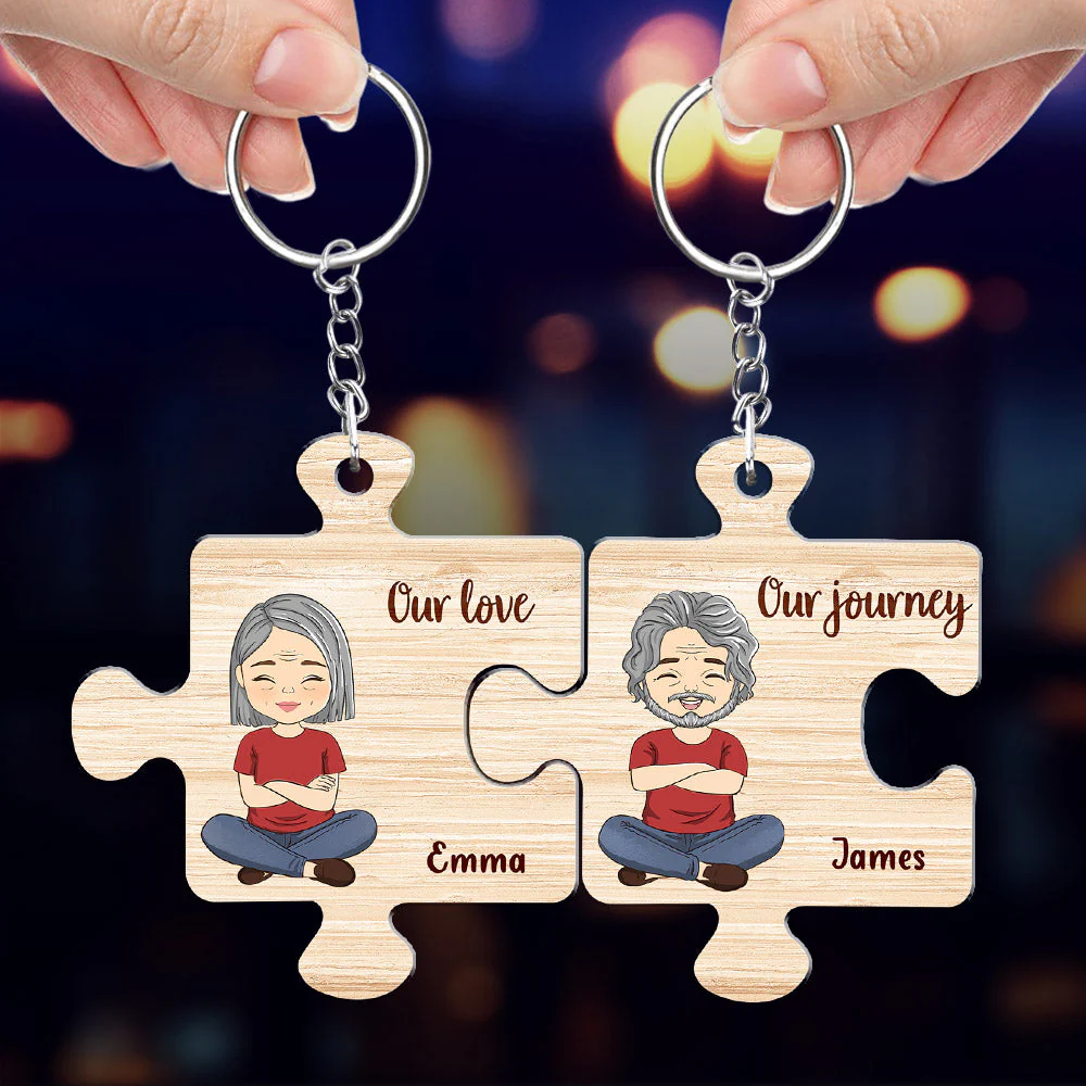 Custom Map Our Love Our Journey - Personalized Custom Couple Acrylic Keychain - Image 4