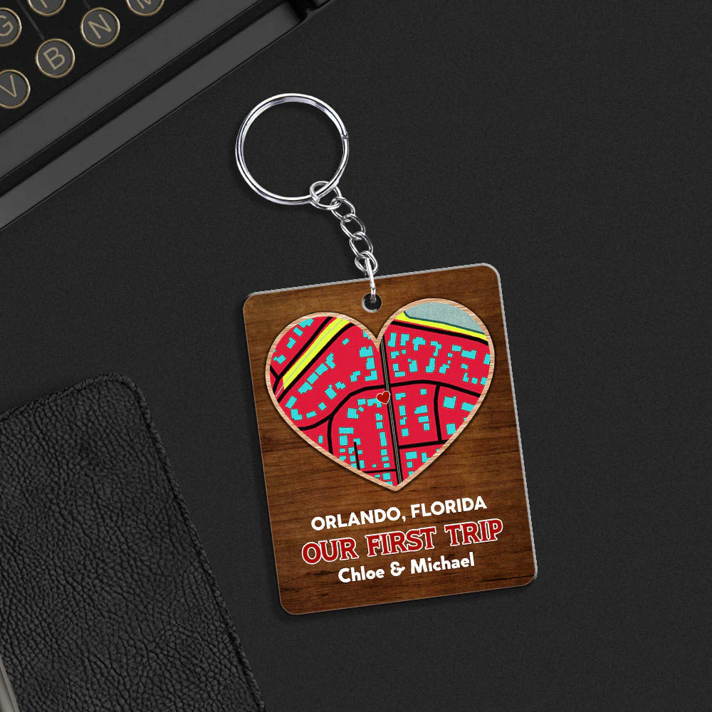 Custom Map Where We Met - Personalized Custom Acrylic Keychain - Image 6
