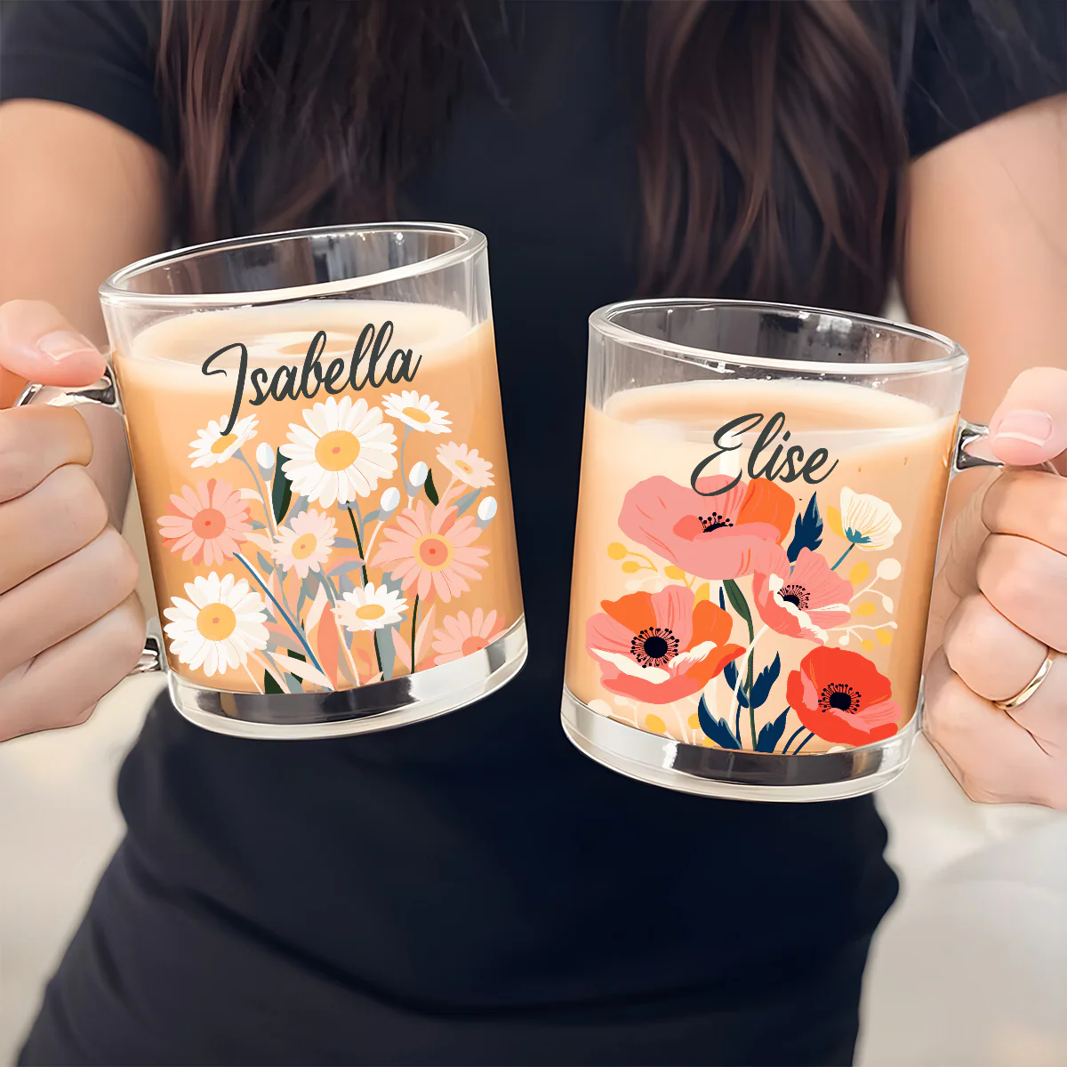 Custom Name Birth Month FLowers - Personalized Custom Glass Mug - Image 4