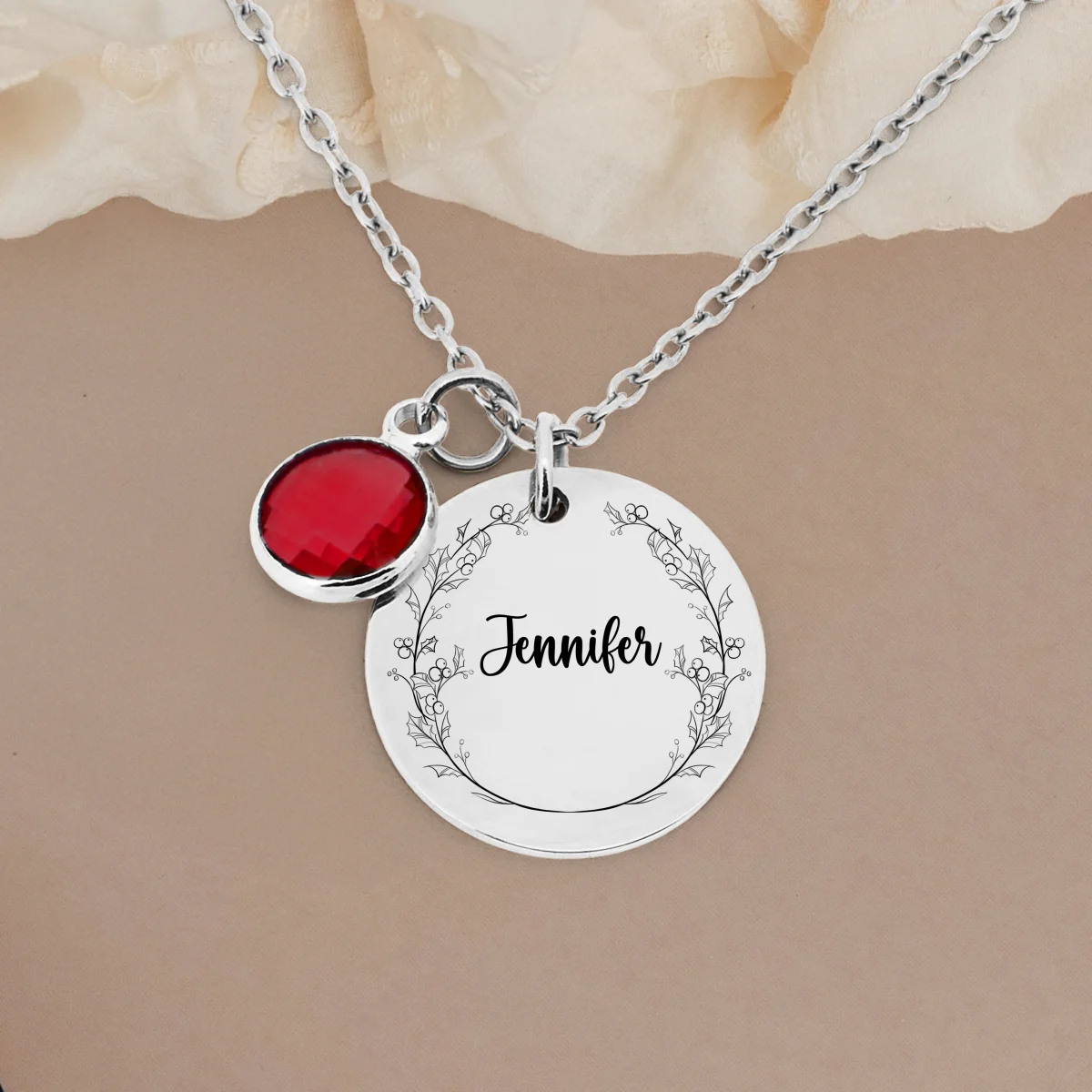 Custom Name Circle Flower - Personalized Custom Birthstone Necklace - Image 8