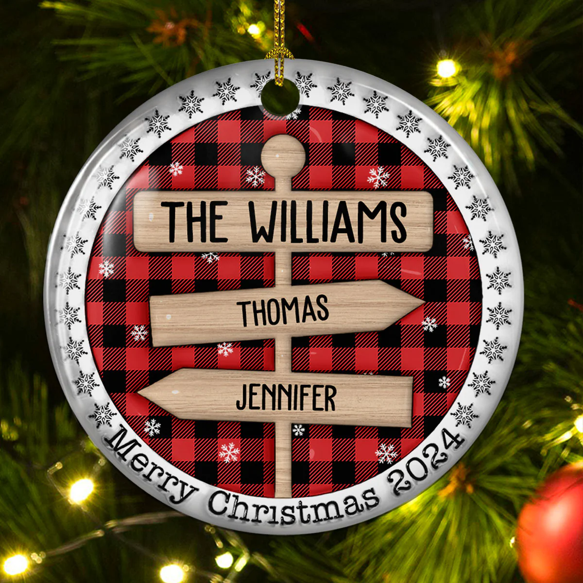 Custom Name Family - Personalized Custom 3D Inflated Effect Ceramic Ornament - Image 3