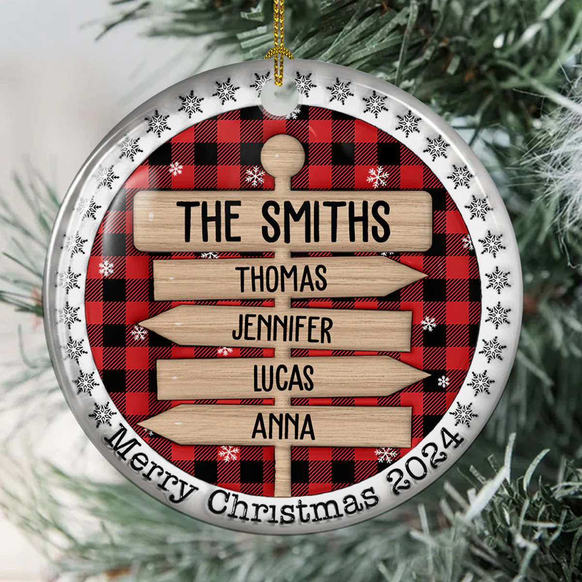 Custom Name Family - Personalized Custom 3D Inflated Effect Ceramic Ornament - Image 4