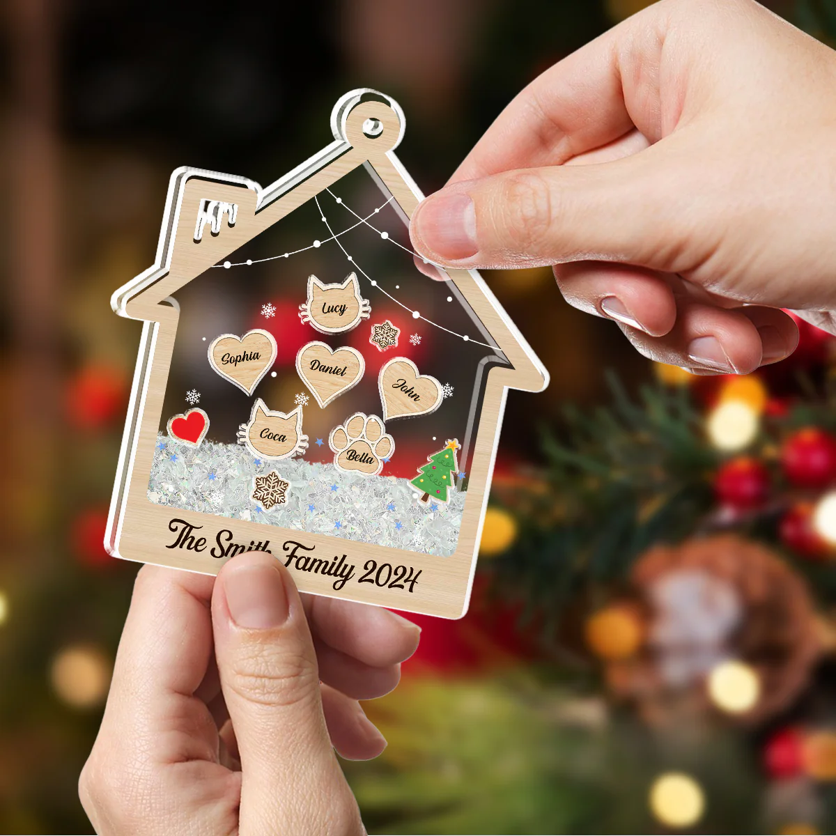 Custom Name Family - Personalized Custom Acrylic Shaker Ornament - Image 3