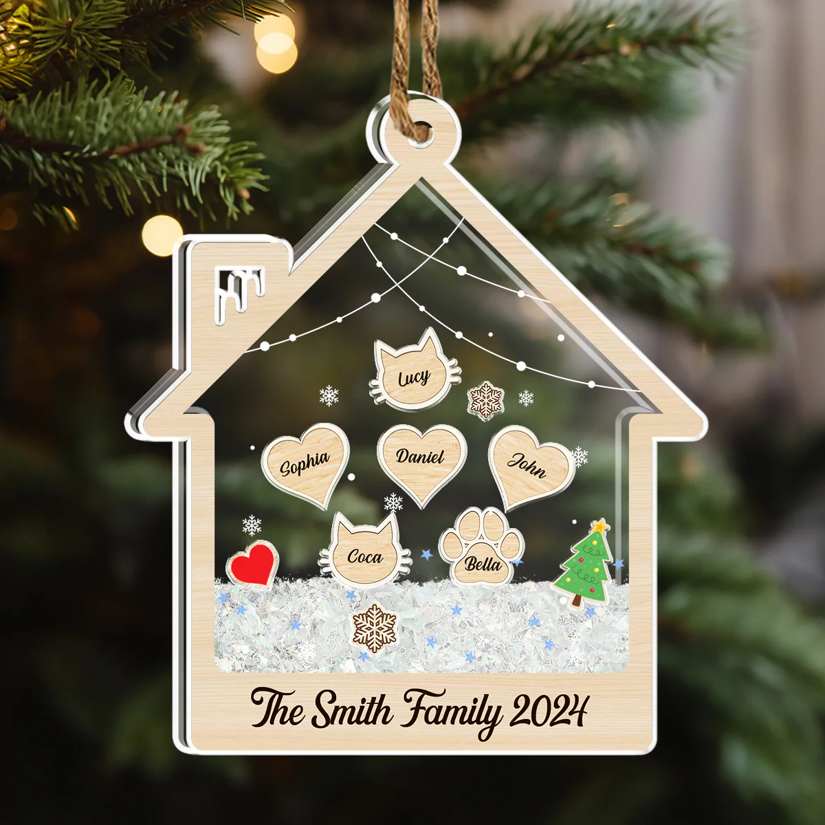 Custom Name Family - Personalized Custom Acrylic Shaker Ornament - Image 4