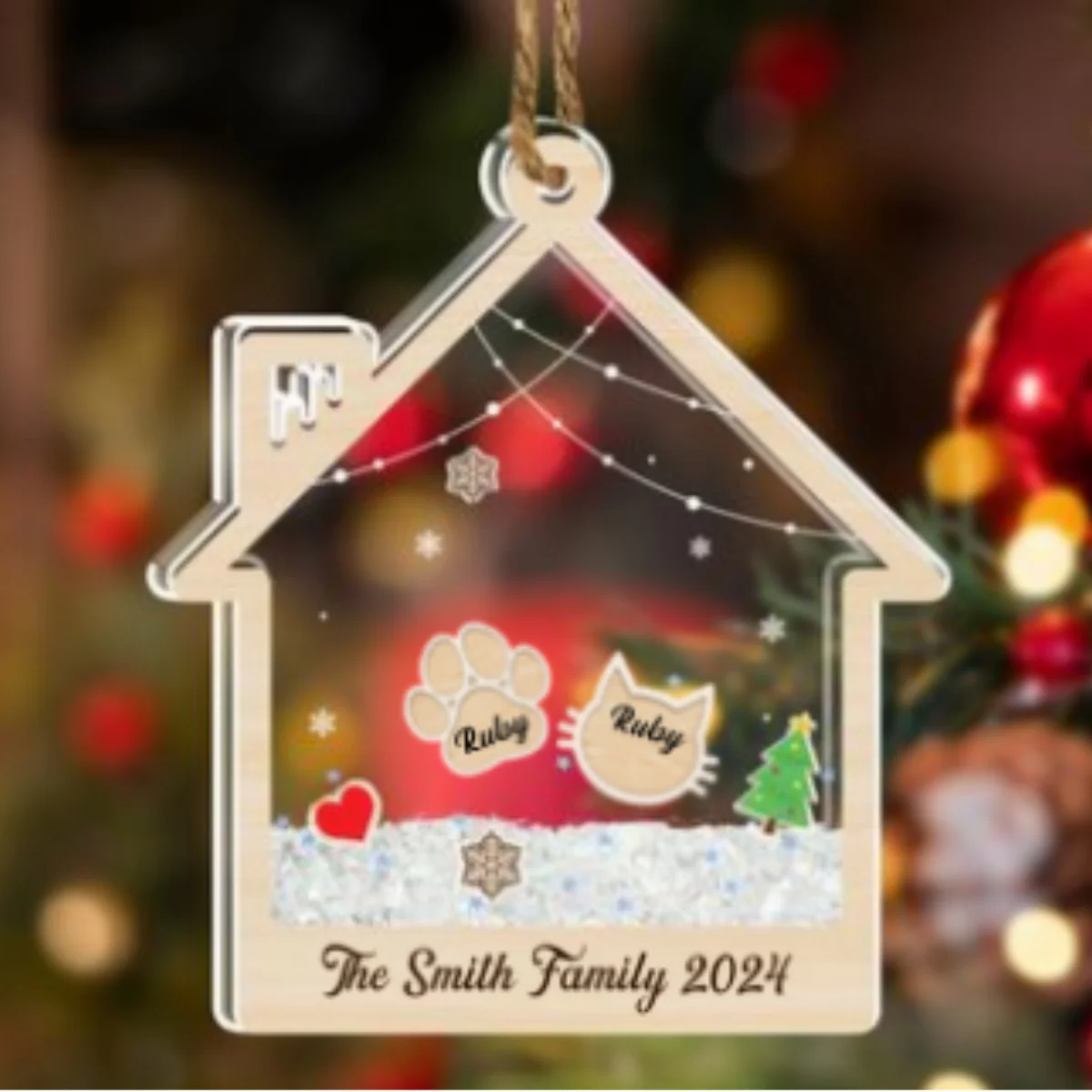 Custom Name Family - Personalized Custom Acrylic Shaker Ornament - Image 6