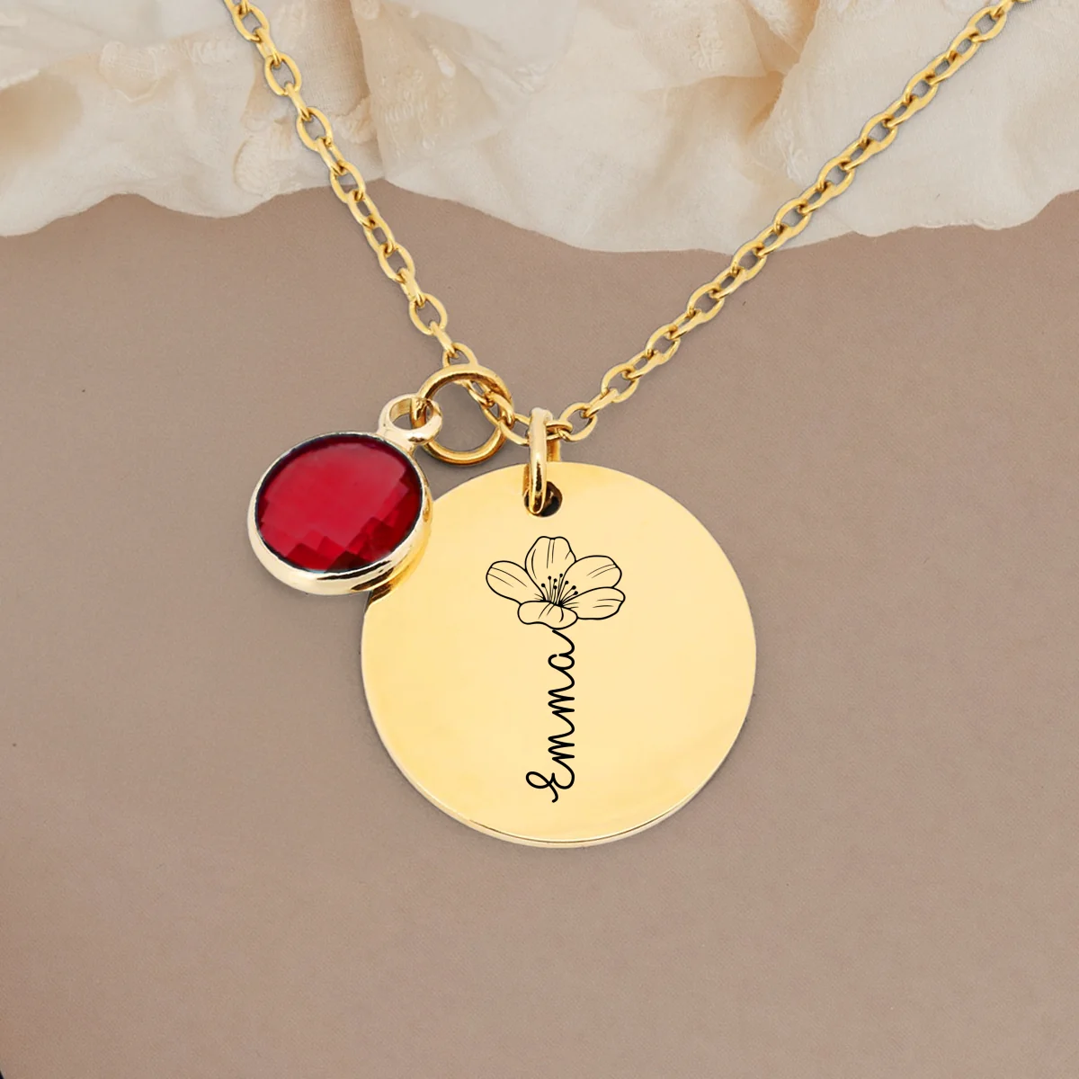 Custom Name Flower - Personalized Custom Birthstone Necklace - Image 9