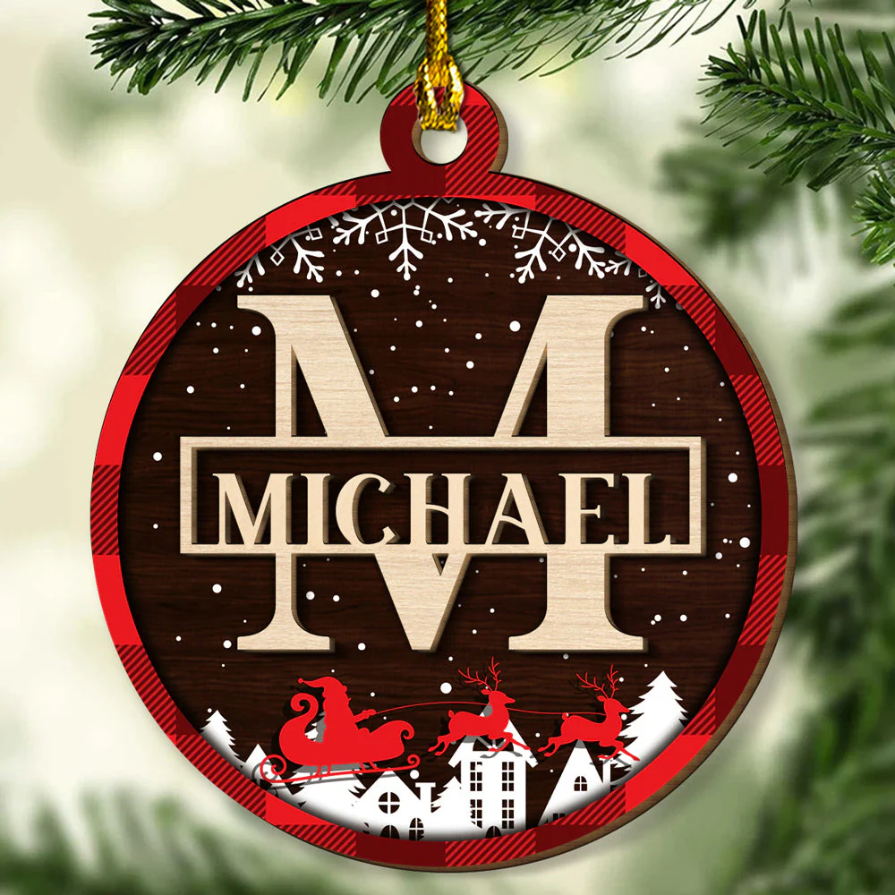 Custom Name Merry Christmas - Personalized Custom 2-layered Wood Ornament - Image 2