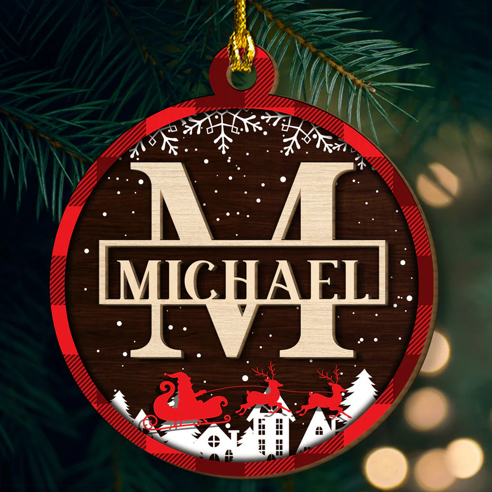 Custom Name Merry Christmas - Personalized Custom 2-layered Wood Ornament - Image 3
