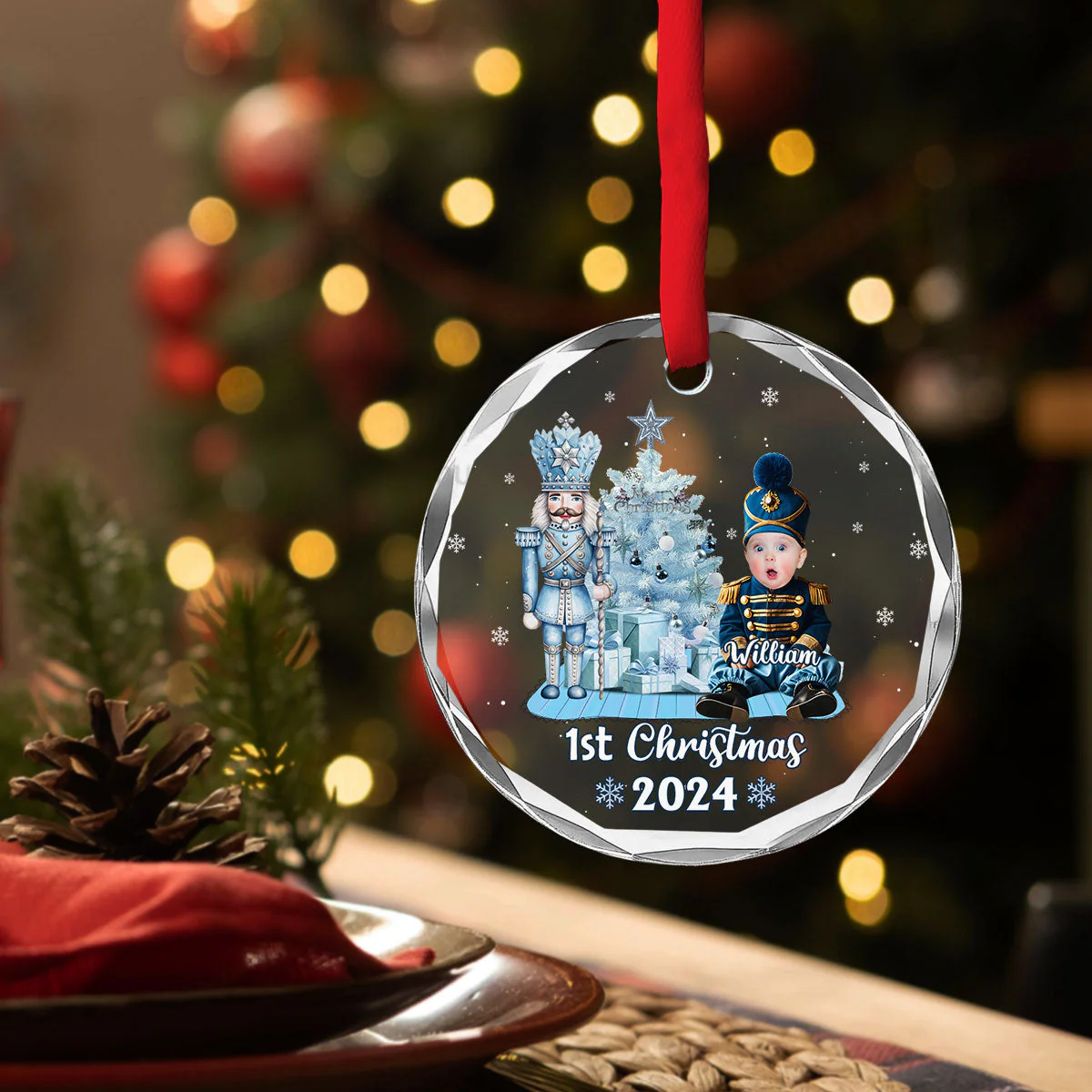 Custom Photo 1st Christmas - Personalized Custom Glass Ornament - Image 4