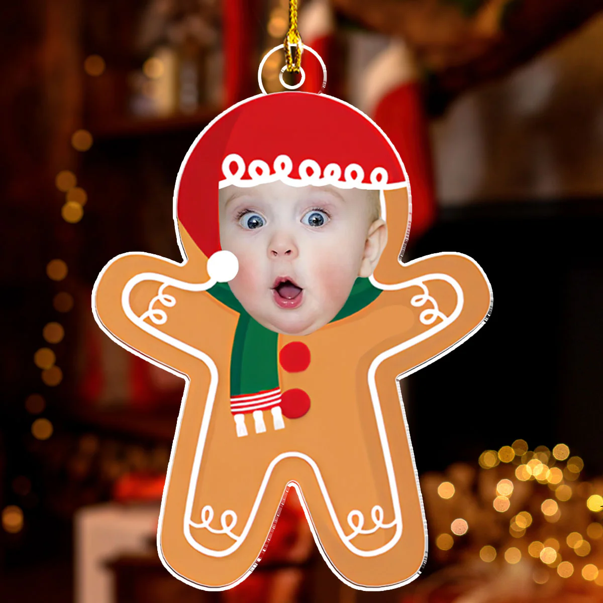 Custom Photo Baby Gingerbread - Personalized Custom Acrylic Ornament - Image 2