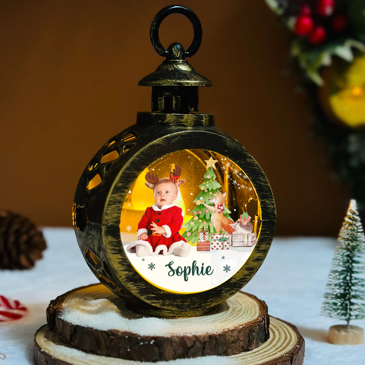 Custom Photo Baby Kid Christmas - Personalized Custom Christmas Lantern - Image 5