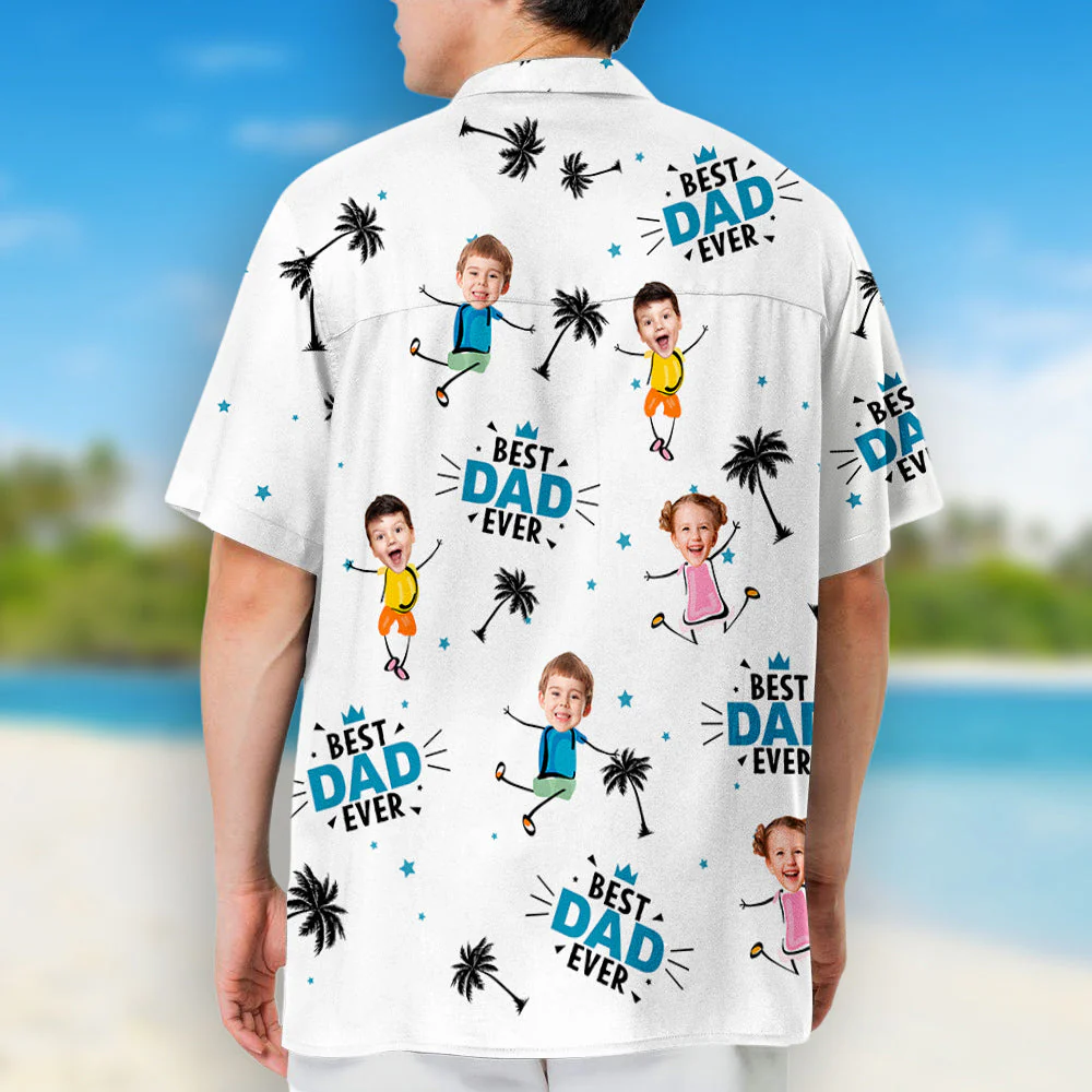 Custom Photo Best Dad Ever Coconut Palm - Personalized Custom Hawaiian Shirt - Image 3