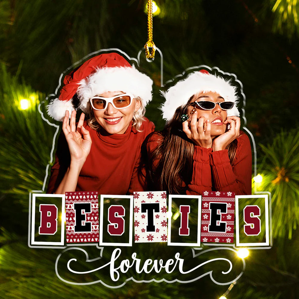 Custom Photo Bestie Forever - Personalized Custom Acrylic Ornament - Image 3