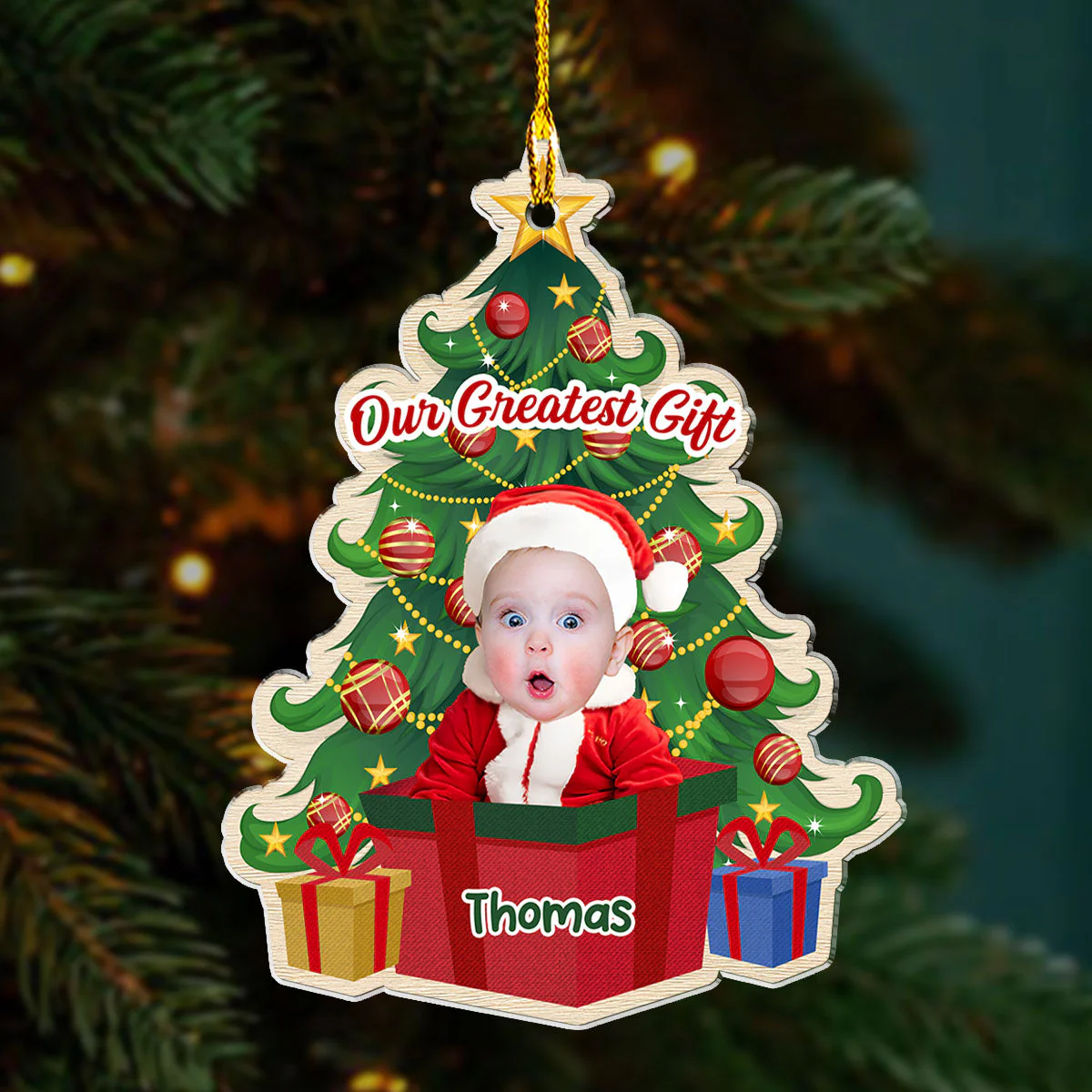 Custom Photo Christmas Greatest Gift - Personalized Custom Acrylic Ornament - Image 2