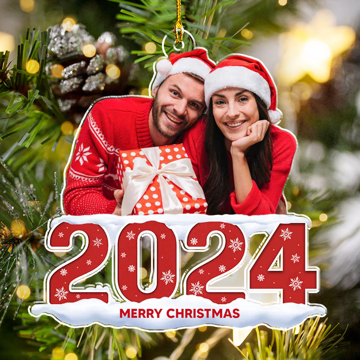 Custom Photo Couple 2024 - Personalized Custom Acrylic Ornament - Image 2