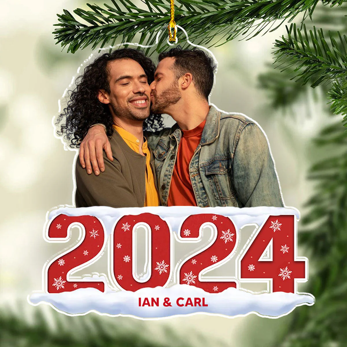 Custom Photo Couple 2024 - Personalized Custom Acrylic Ornament - Image 3