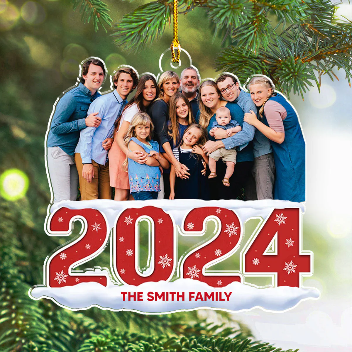Custom Photo Family 2024 - Personalized Custom Acrylic Ornament - Image 2