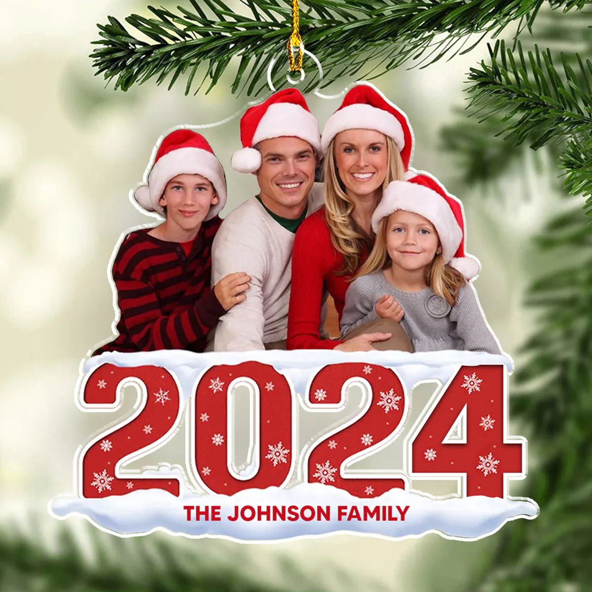 Custom Photo Family 2024 - Personalized Custom Acrylic Ornament - Image 3
