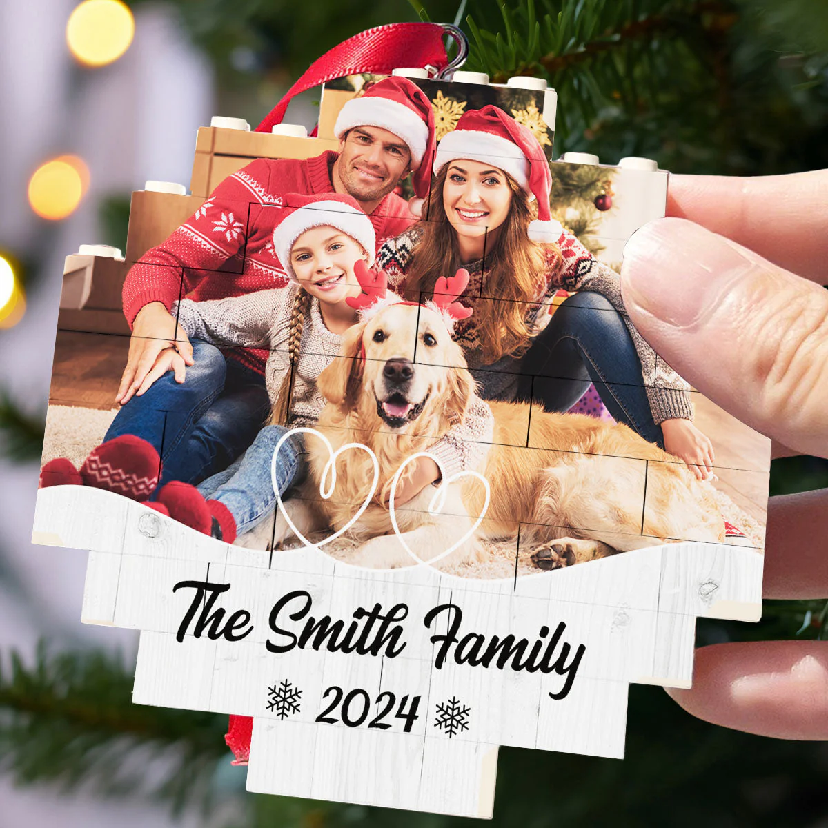 Custom Photo Family Christmas - Personalized Custom Puzzle Ornament - Image 3