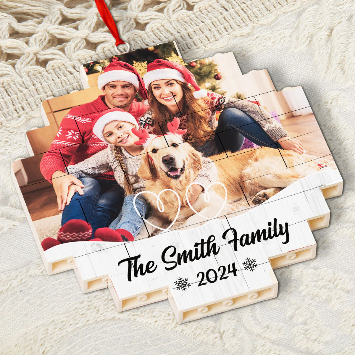 Custom Photo Family Christmas - Personalized Custom Puzzle Ornament - Image 5