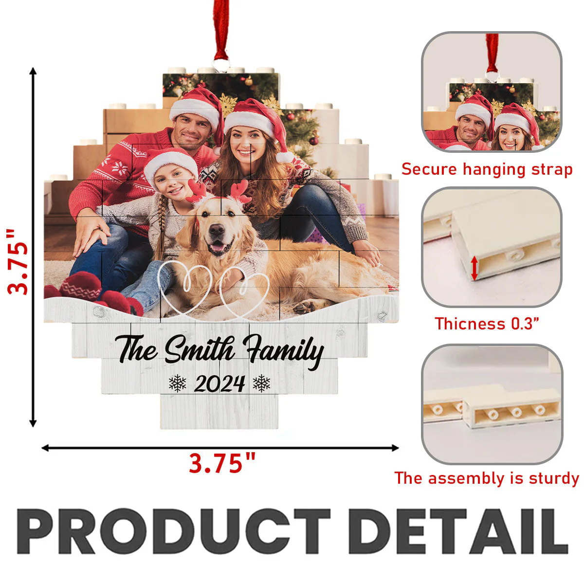 Custom Photo Family Christmas - Personalized Custom Puzzle Ornament - Image 6
