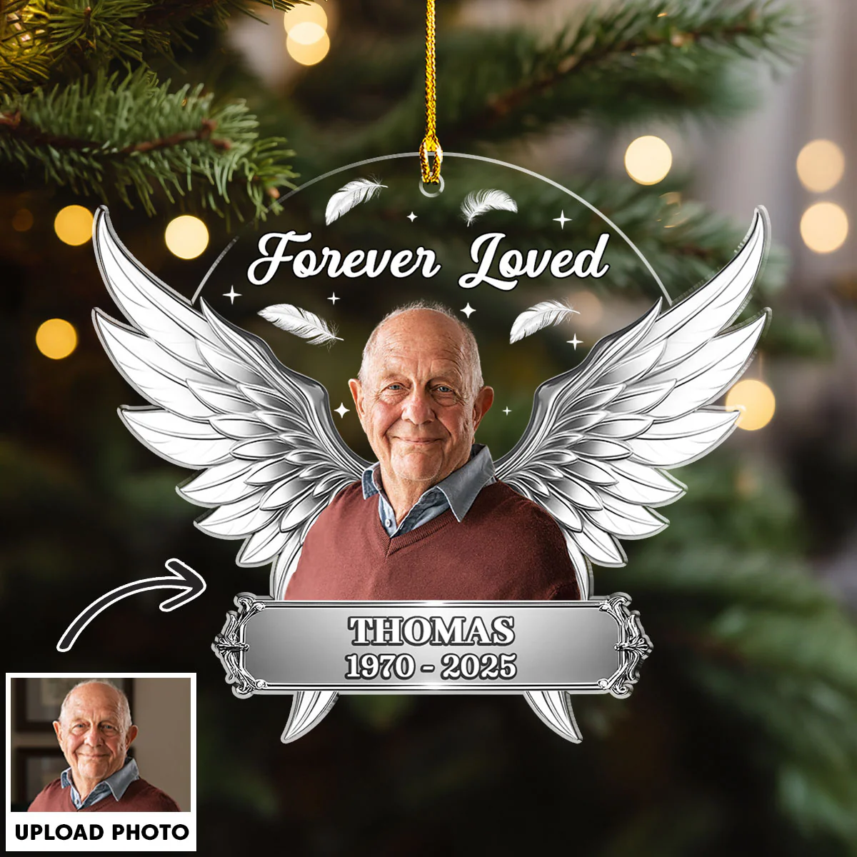 Custom Photo Forever Loved - Personalized Custom Acrylic Ornament