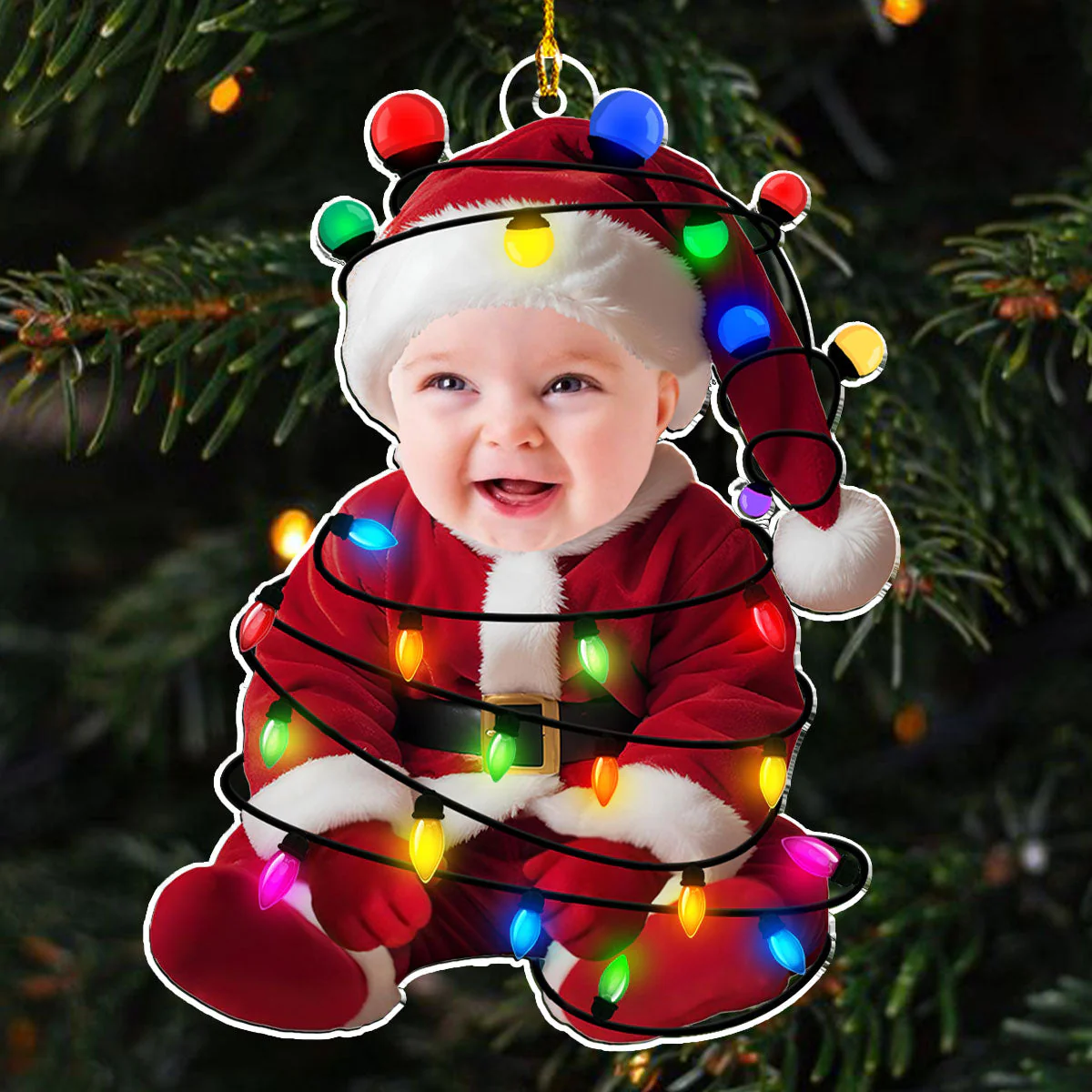 Custom Photo Funny Baby Merry Christmas - Personalized Custom Acrylic Ornament - Image 3