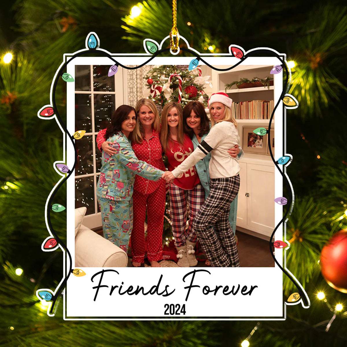 Custom Photo Polaroid Family Friends Christmas - Personalized Custom Acrylic Ornament - Image 3