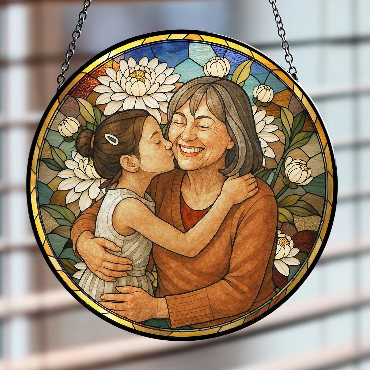 Custom Photo Portrait Grandma Family - Personalized Custom Window Hanging Suncatcher - Image 2