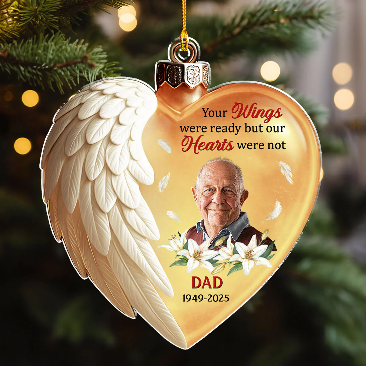 Custom Photo Your Wings Were Ready - Personalized Custom Acrylic Ornament - Image 3