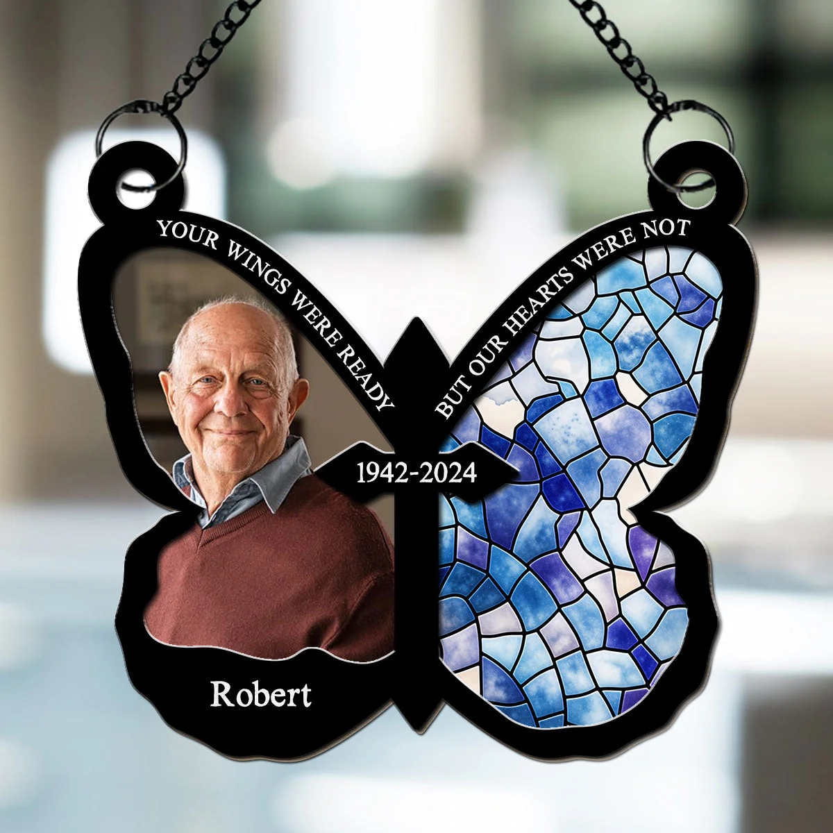 Custom Photo Your Wings Were Ready - Personalized Custom Suncatcher - Image 2