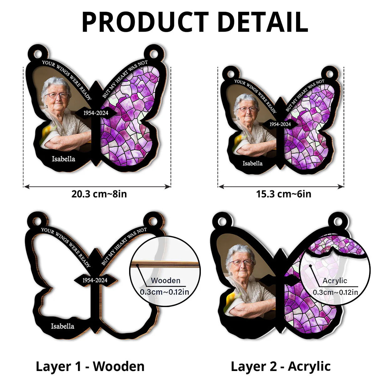 Custom Photo Your Wings Were Ready - Personalized Custom Suncatcher - Image 4