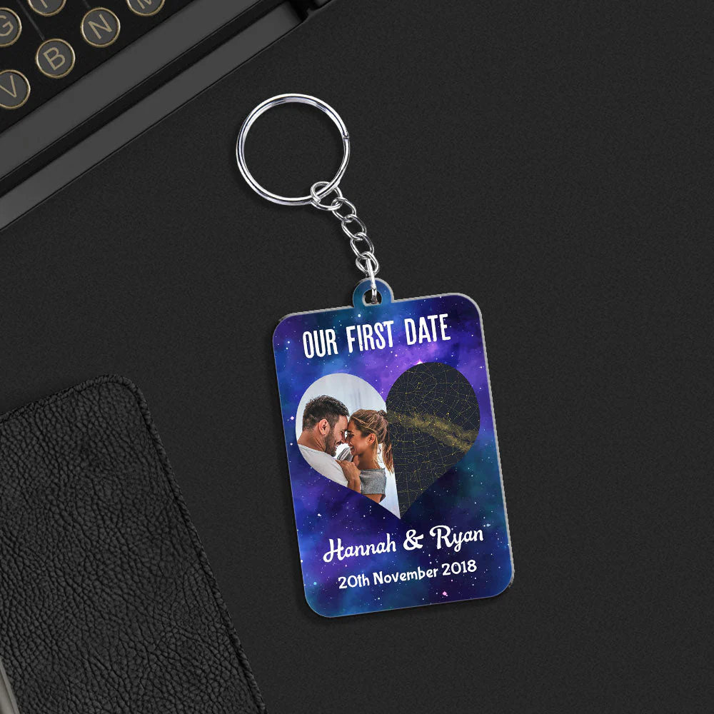 Custom Star Map Our First Date - Personalized Custom Acrylic Keychain - Image 4
