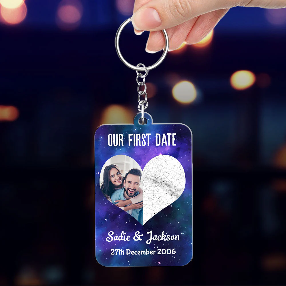 Custom Star Map Our First Date - Personalized Custom Acrylic Keychain - Image 6