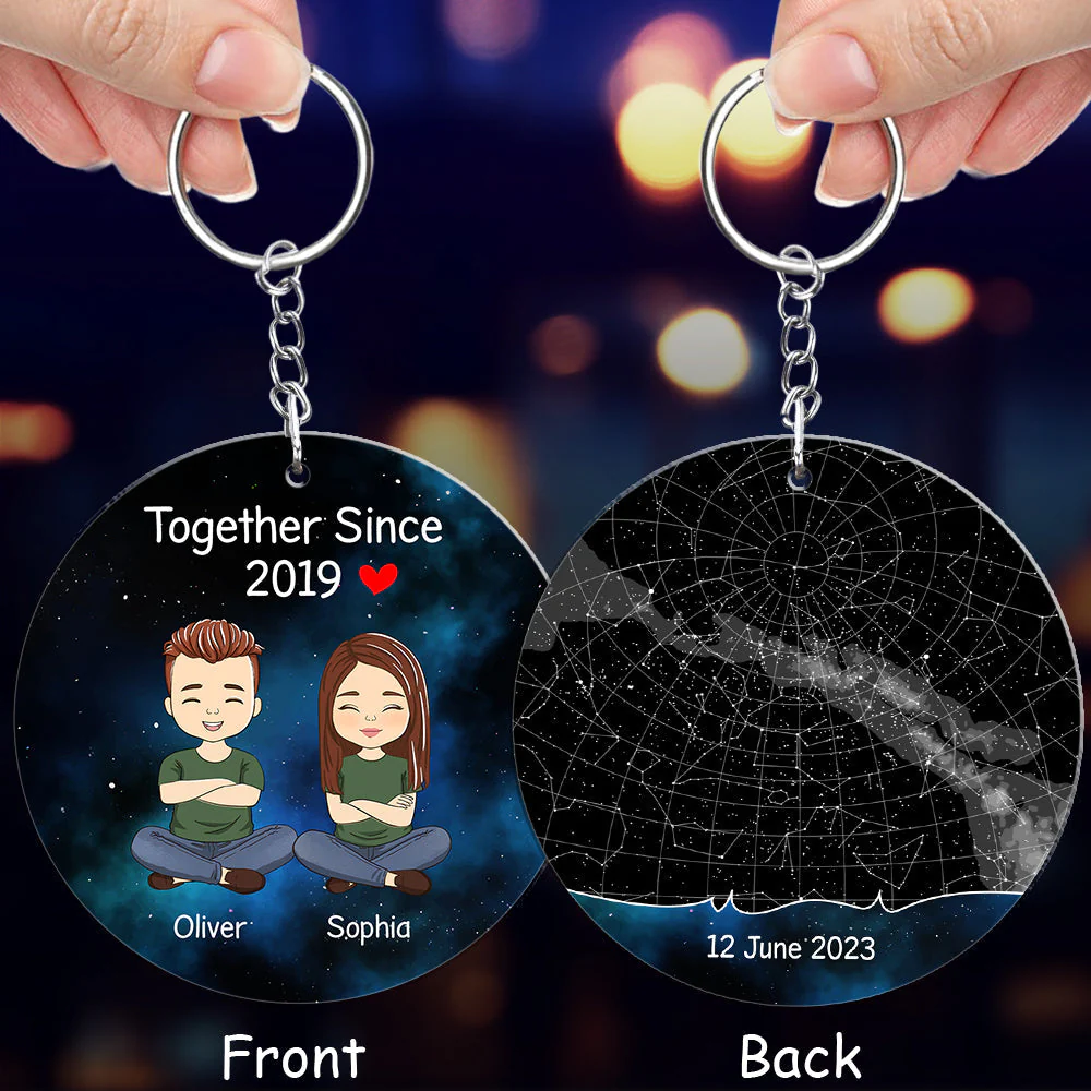 Custom Star Map Together Since - Personalized Custom Acrylic Keychain - Image 3