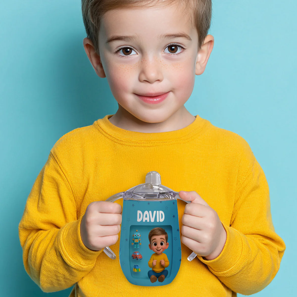 Cute Baby Cartoon - Personalized Custom Sippy Cup With Handles - Image 5