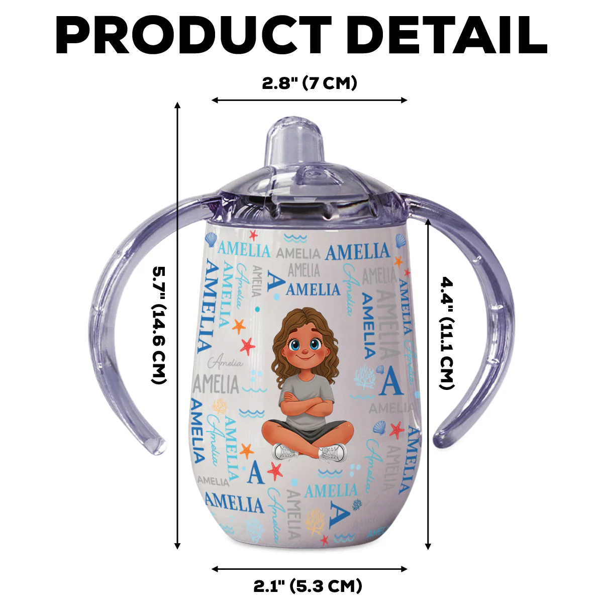 Cute Baby - Personalized Custom Sippy Cup With Handles - Image 5