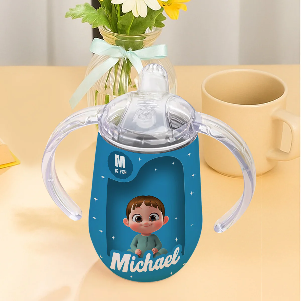 Cute Baby - Personalized Custom Sippy Cup With Handles - Image 3