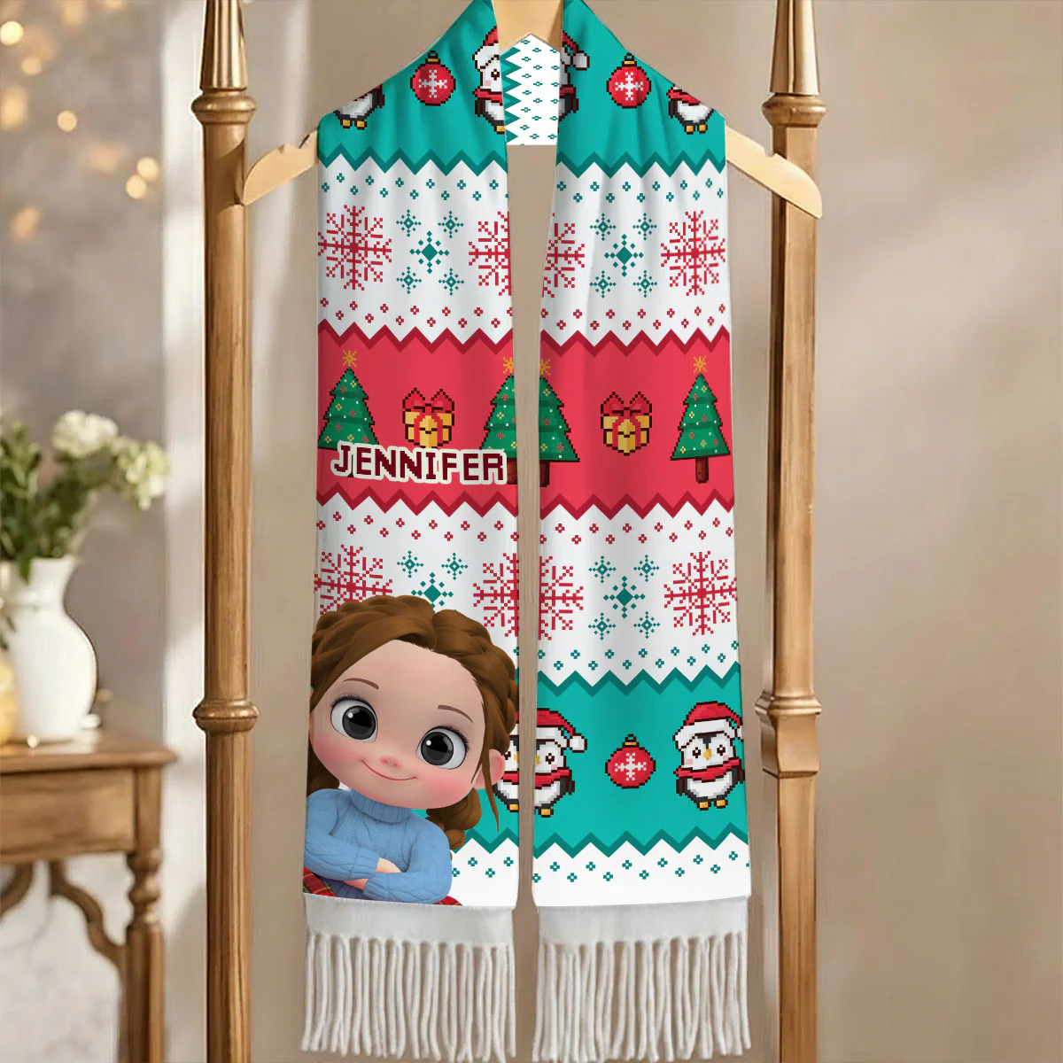 Cute Christmas Character - Personalized Custom Scarf