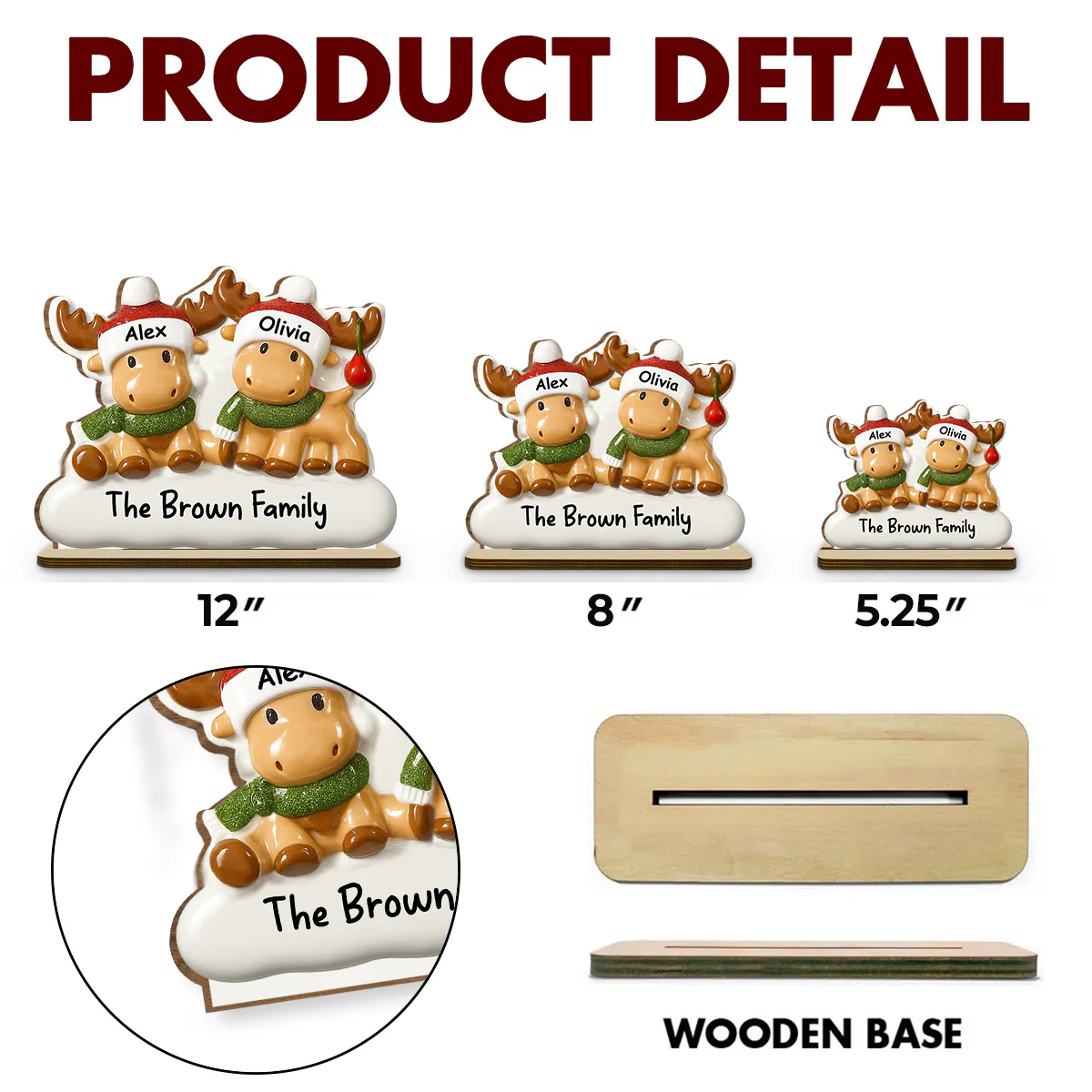 Cute Family - Personalized Custom 2-Layer Wood Plaque With Flat Base - Image 6