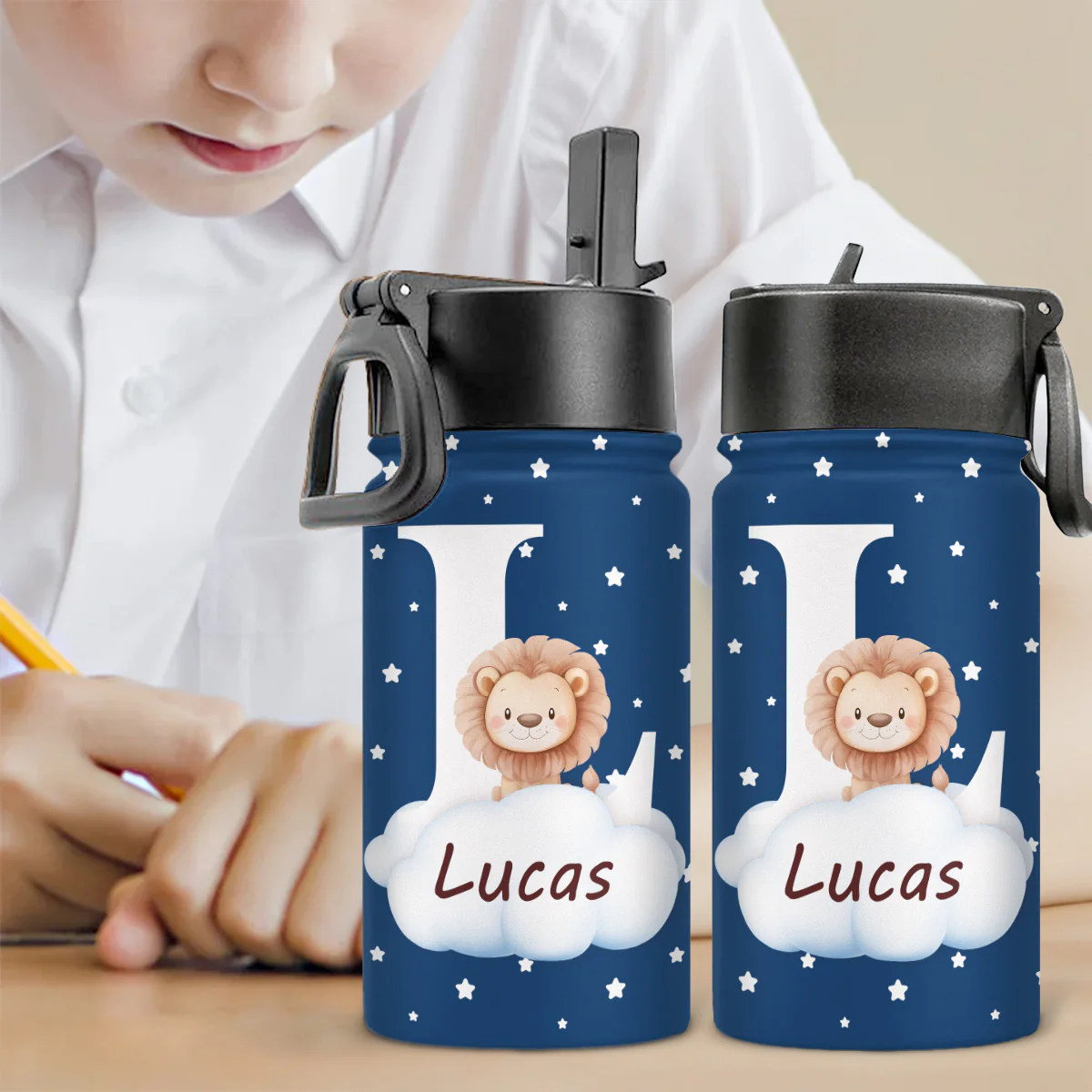 Cute Forest Animal - Personalized Custom Kids Water Bottle - Image 3