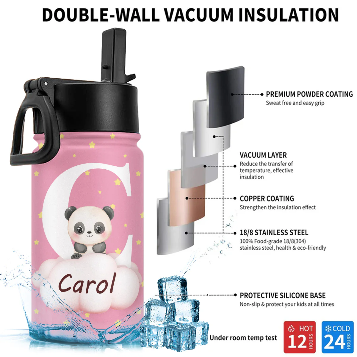 Cute Forest Animal - Personalized Custom Kids Water Bottle - Image 5