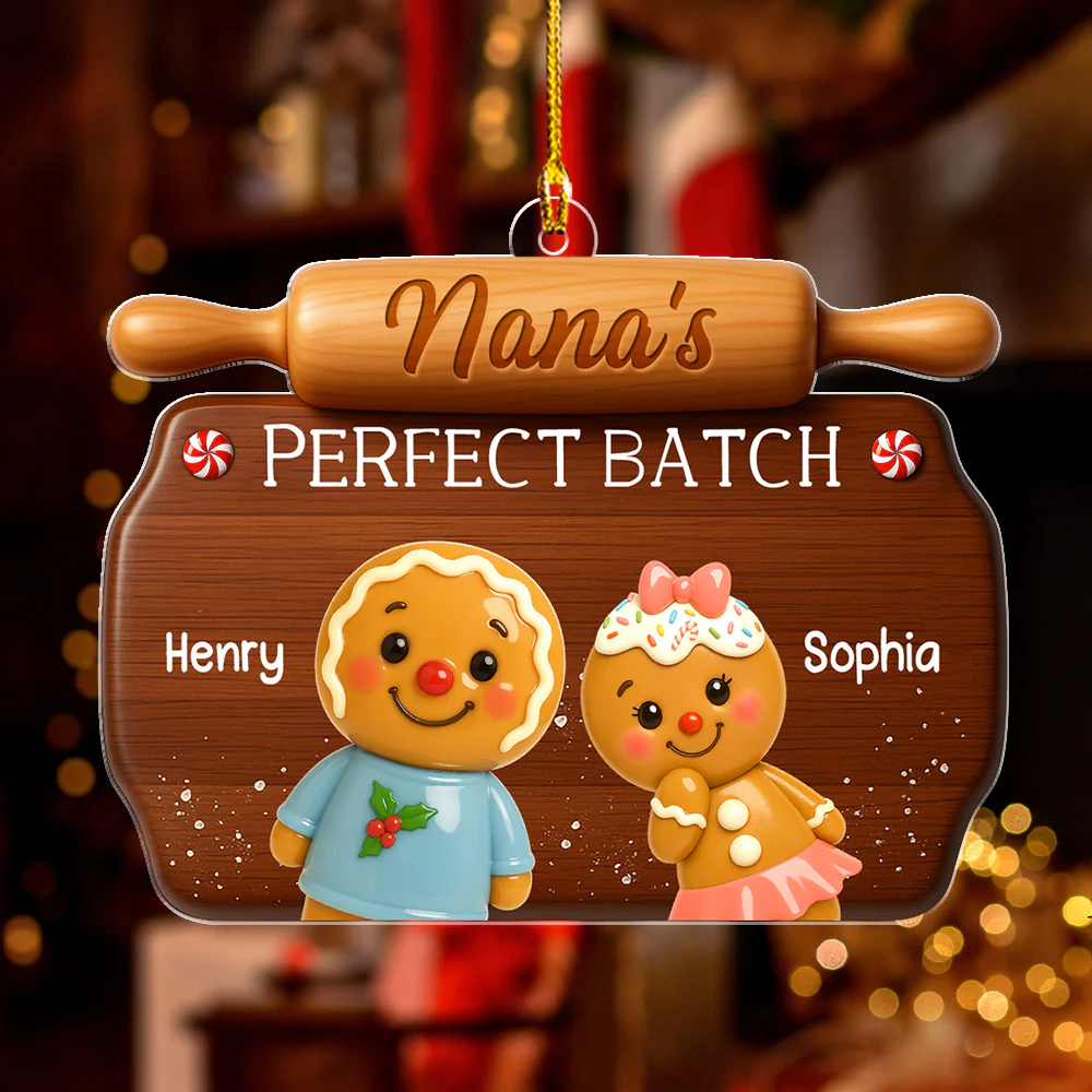Cute Gingerbread Family - Personalized Custom Acrylic Ornament - Image 2